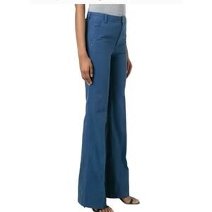 Tory Burch Women's 26 High Rise Wide Leg Blue Relaxed Fit Trouser Pants Capsule